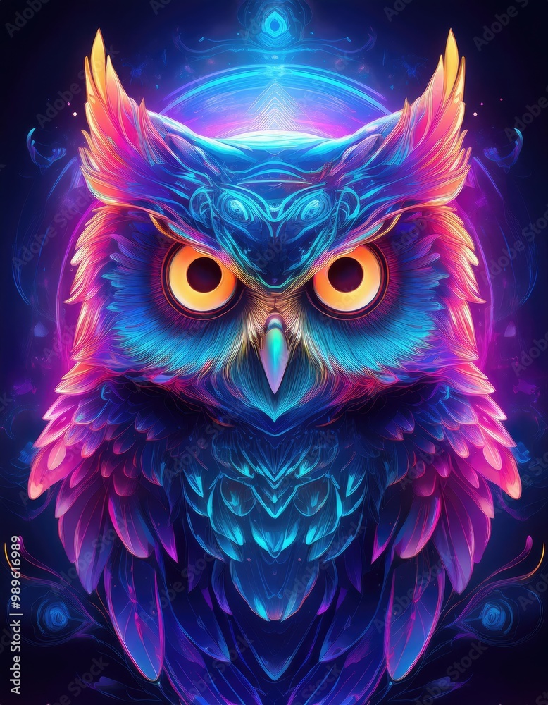 A vibrant, colorful owl. A vibrant, colorful owl.