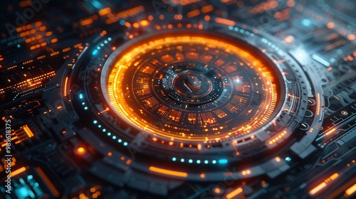 Wallpaper Mural Blurry overhead shot of futuristic home office with softfocus on a curved digital monitor while the surrounding space fades into a minimalist blur Torontodigital.ca