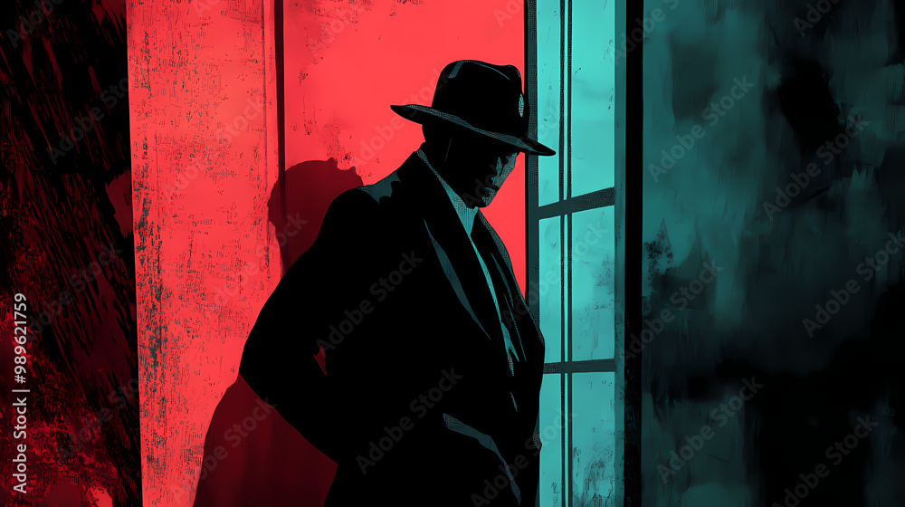 Authentic stock photos depict cinematic scenes with high-contrast color combinations and moody lighting resembling still frames from a film noir or thriller movie. Film Noir. Illustration Authentic stock photos depict cinematic scenes with high-contrast color combinations and moody lighting resembling still frames from a film noir or thriller movie. Film Noir. Illustration