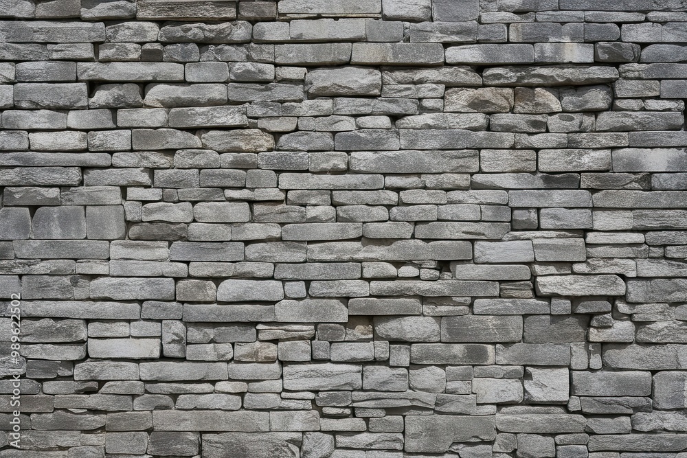 Obraz premium Historic Gray Stone Wall Background with Scenic Panoramic View of Aged Texture
