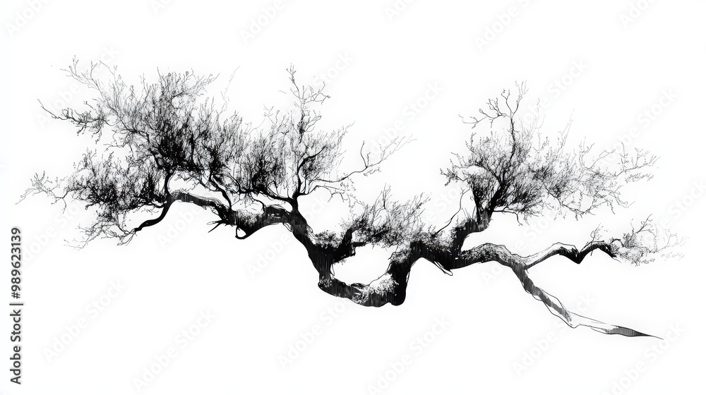 Obraz premium Vintage Wine Bush Sketch in Abstract 2D Vector Art on White Background