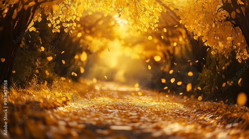 Autumn alley with beautiful golden colors and leaves, foliage Autumn alley with beautiful golden colors and leaves, foliage