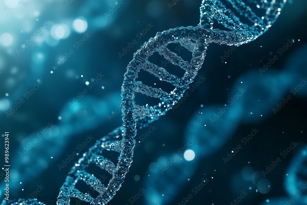 Futuristic Digital DNA Strand with Connected Data Points and Neural Networks - Generative AI Futuristic Digital DNA Strand with Connected Data Points and Neural Networks - Generative AI