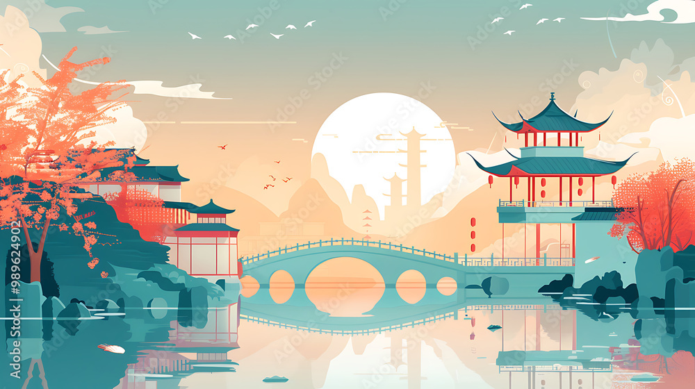 Fototapeta premium landscape illustration