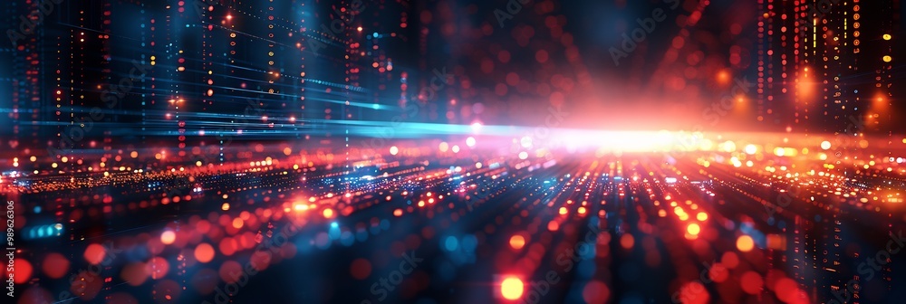 Futuristic home office a glass desk and floating holograms blurred through motion photography to create a fastpaced hightech feel Futuristic home office a glass desk and floating holograms blurred through motion photography to create a fastpaced hightech feel