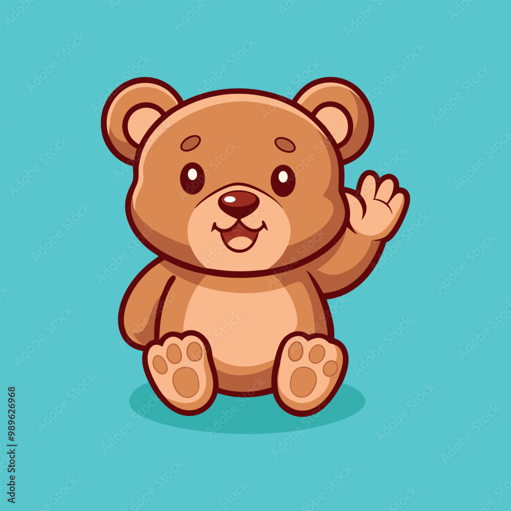 Cute Teddy Bear Waving Hand Cartoon Vector Icon Illustration. Cute Teddy Bear Waving Hand Cartoon Vector Icon Illustration.