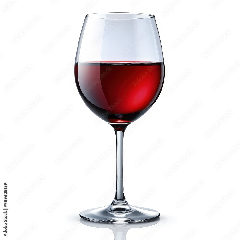 Elegant red wine glass filled with rich red wine on a minimalist white background. Generative AI Elegant red wine glass filled with rich red wine on a minimalist white background. Generative AI