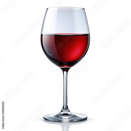 Elegant red wine glass filled with rich red wine on a minimalist white background. Generative AI