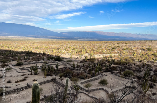 Wide aerial view of Quilmes Indian Ruinss in Calchaqui Valley photo