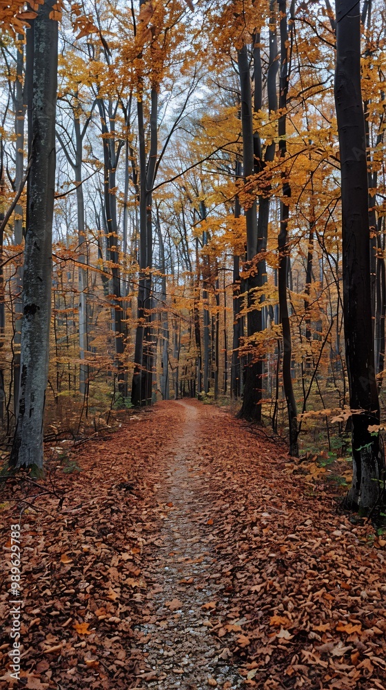 Fototapeta premium Winding path through an autumn forest