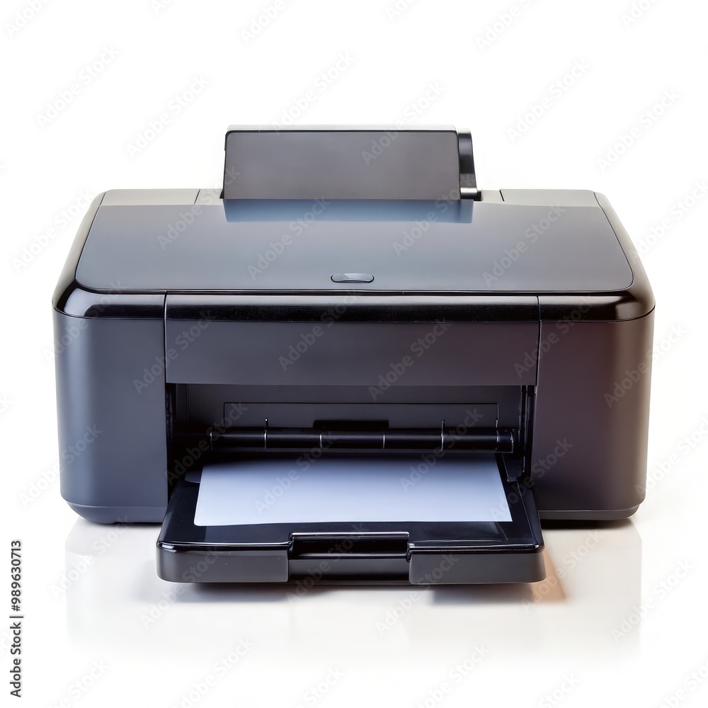 Black printer head on a white background showcasing standard scale and design. Generative AI Black printer head on a white background showcasing standard scale and design. Generative AI
