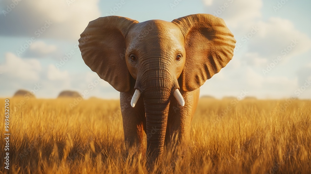 Fototapeta premium Close-up of cute elephant walking in serene nature picture