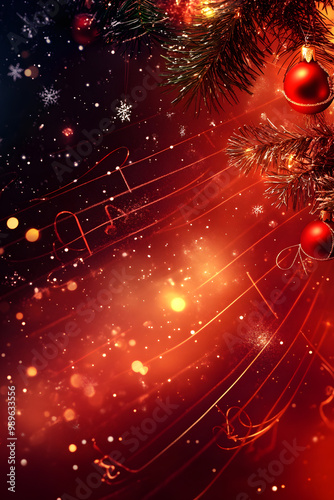 Christmas music notes decoration background