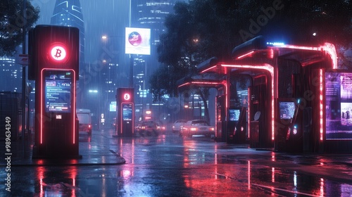 Neon Nightscape in Urban Setting