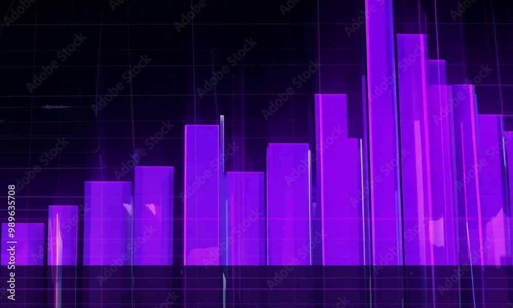 Purple bar digital graph of the stock market on a dark background Purple bar digital graph of the stock market on a dark background