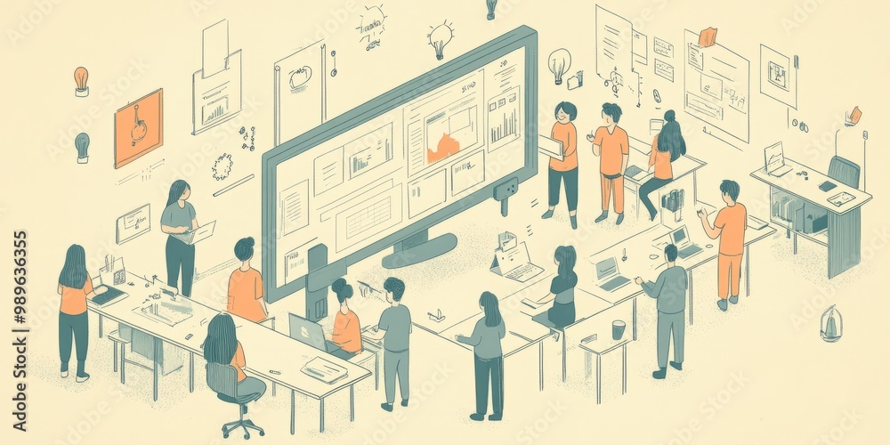 Teamwork and Collaboration: A Modern Business Illustration Teamwork and Collaboration: A Modern Business Illustration