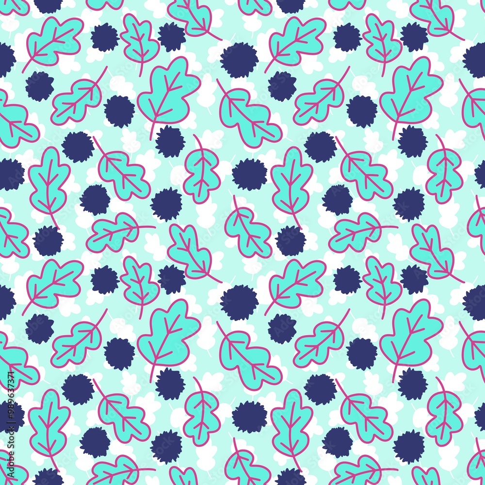 Obraz premium Autumn floral seamless oak leaves pattern for wrapping paper and fabrics