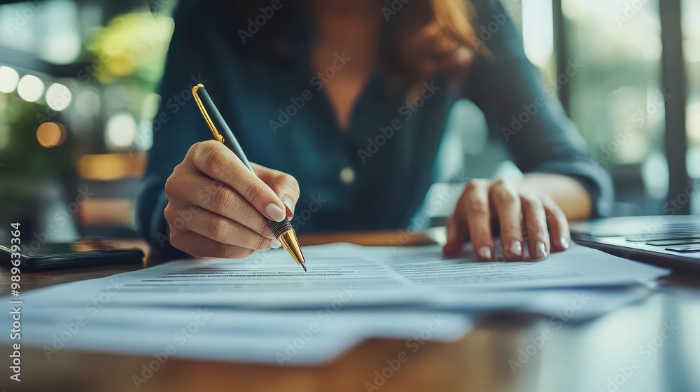 Insurance policies explanation with a client reviewing documents with an advisor, organized setting, sharp focus, bright lighting Insurance policies explanation with a client reviewing documents with an advisor, organized setting, sharp focus, bright lighting