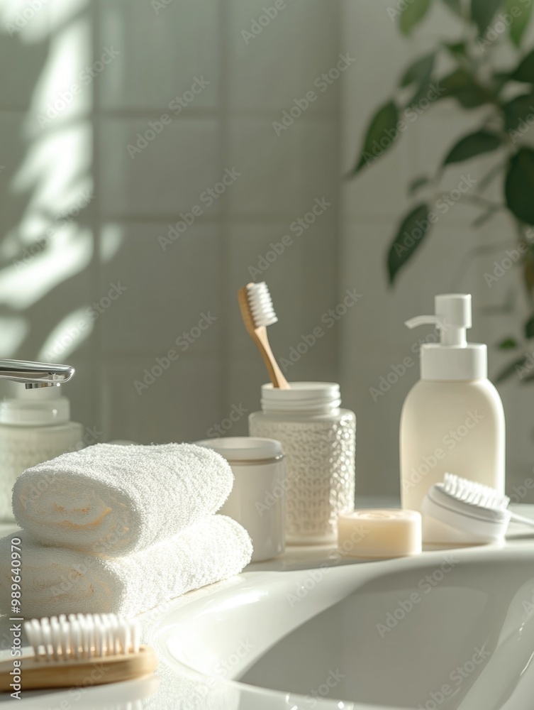 Organized Bathroom Counter with Toiletries