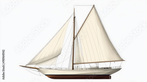 Serene Vintage Sailboat Vector Illustration on Transparent Background for Design Projects