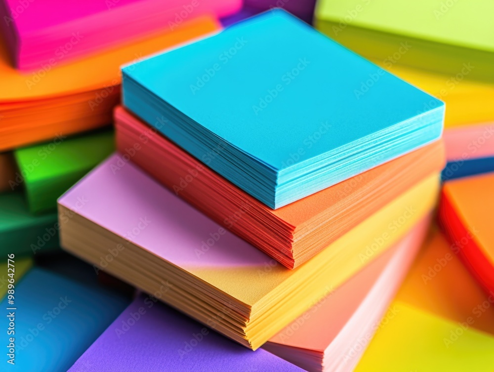 Vibrant Notepads in Colorful Stack Vibrant Notepads in Colorful Stack