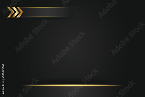 Black background with gold arrow and line.