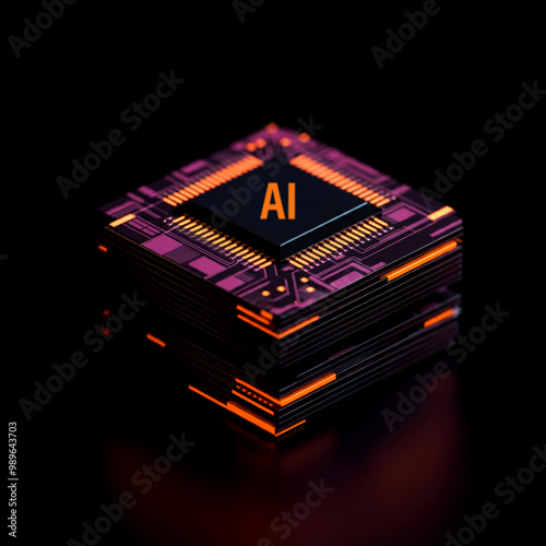 Futuristic Circuit Board - Semiconductor - AI Concept 004
