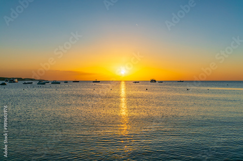 Sunrise over the sea. Panoramic seascape.