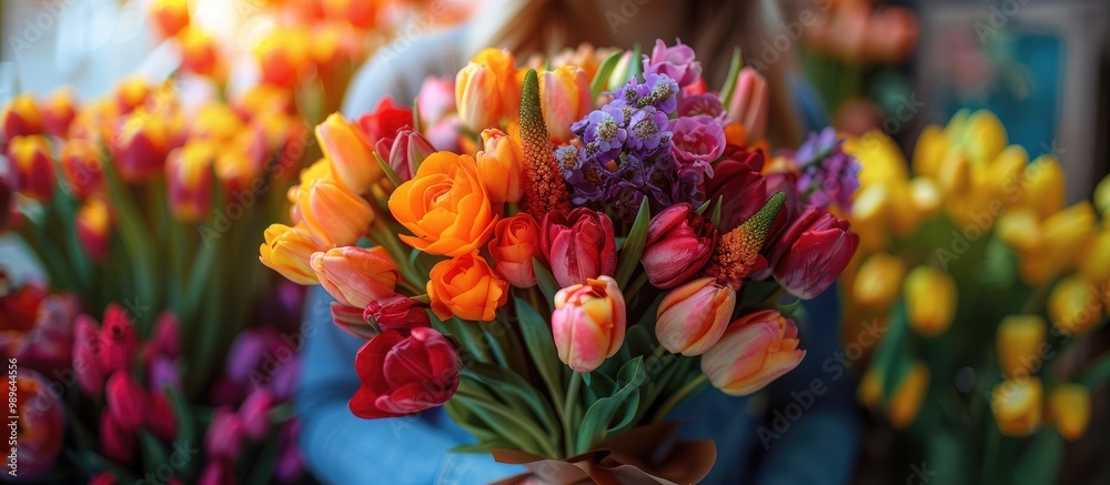 Spring Bouquet Of Flowers Make The Woman Smile