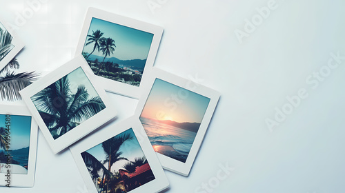 Mockups of polaroid style photographs in white plain background. Polaroid Style. Illustration photo