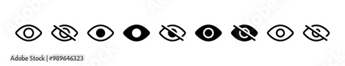 eye icon set. vision icon, see view icons - eyesight symbol - invisible eye hide icon, incognito icon no eye view hidden icon set. vision icon, unsee icons