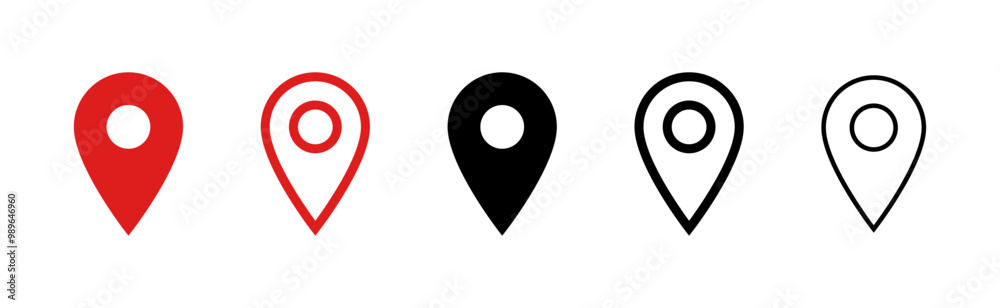 Location icon set, Map pin place marker. location pointer icon symbol in flat style. Red Location pin icon, Navigation sign Location icon set, Map pin place marker. location pointer icon symbol in flat style. Red Location pin icon, Navigation sign