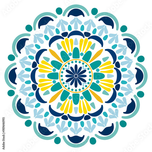 Pattern vector illustration Calm and elegant artwork with blooming flowers in bright, delicate hues. Seamless traditional design pattern for prints, fabrics, backgrounds, rugs, wallpapers, textiles.