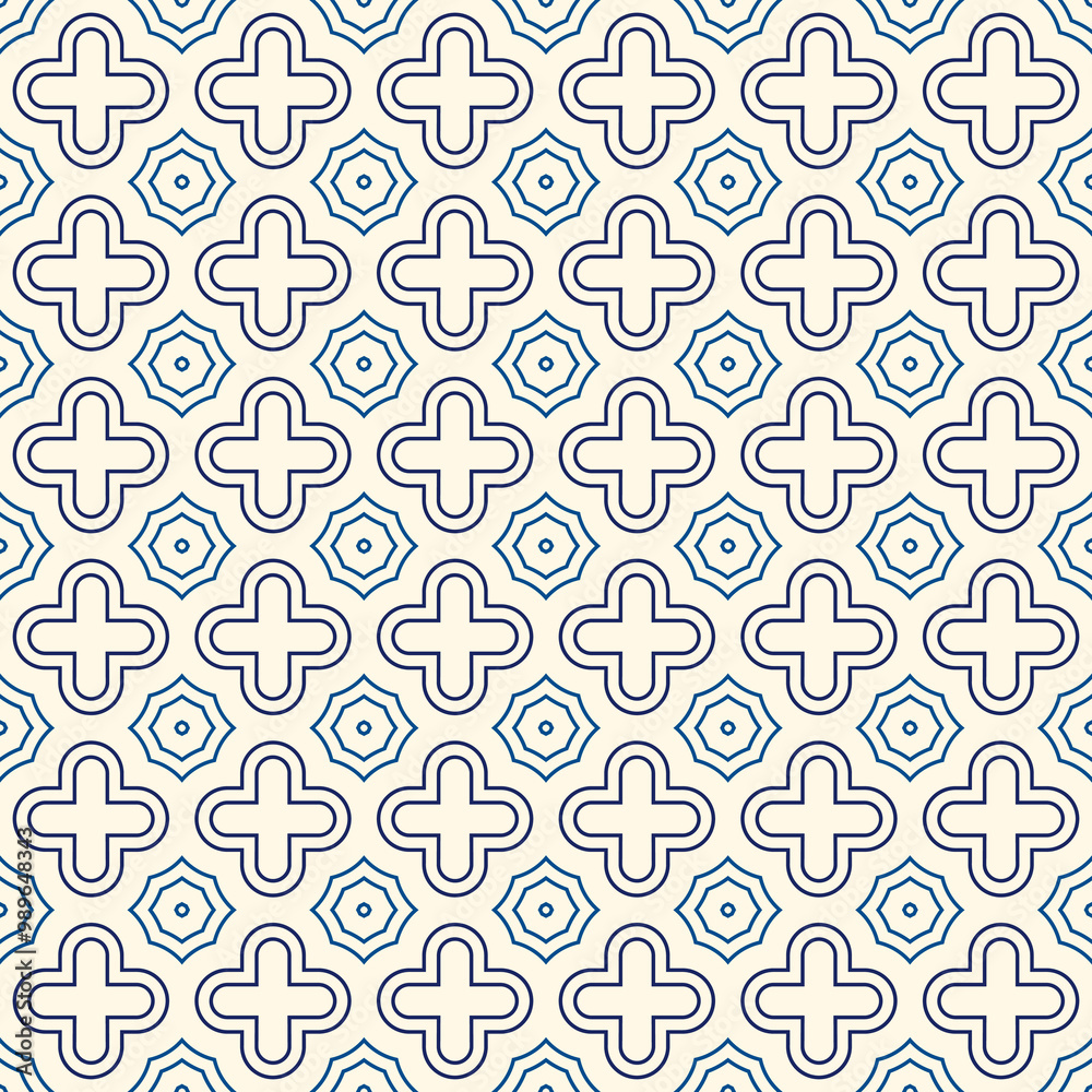 Oriental pattern. Repeated crosses and stars abstract ornament. Quatrefoil figures wallpaper. Maroccan mosaic tiles. Arabesque digital paper, textile print. Vector minimalist seamless surface design Oriental pattern. Repeated crosses and stars abstract ornament. Quatrefoil figures wallpaper. Maroccan mosaic tiles. Arabesque digital paper, textile print. Vector minimalist seamless surface design
