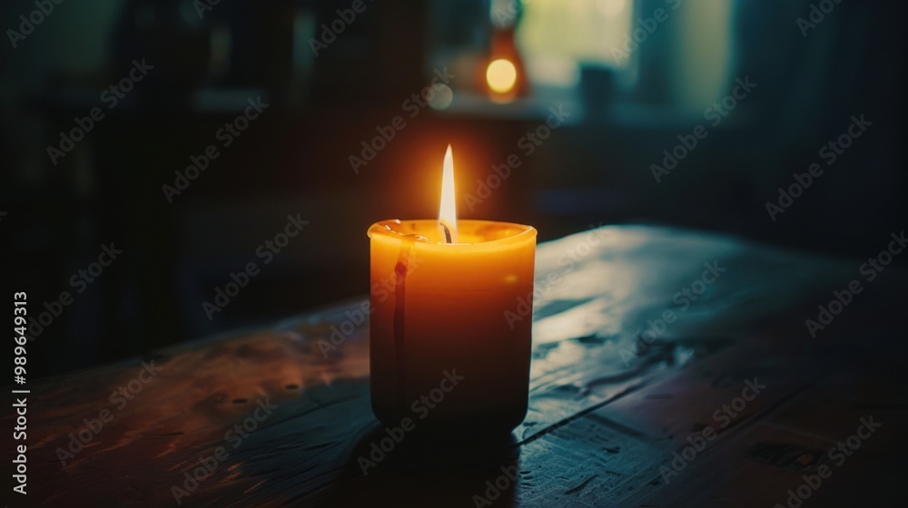 A lit candle in a dark room, symbolizing the light of Christ in times of darkness and uncertainty