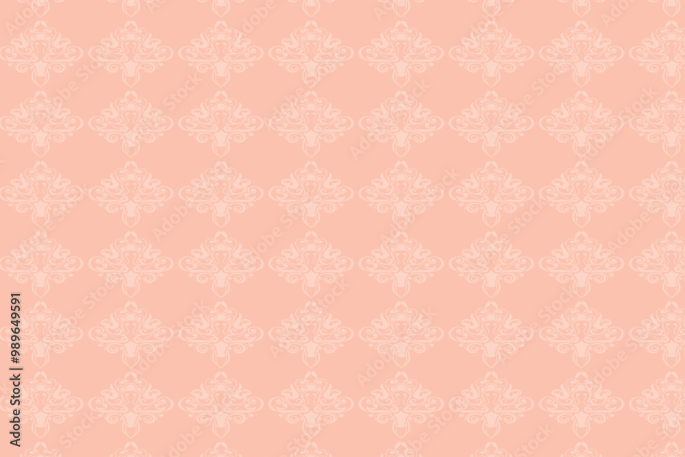 Seamless Peach Background with Elegant Floral Pattern. Seamless Peach Background with Elegant Floral Pattern.