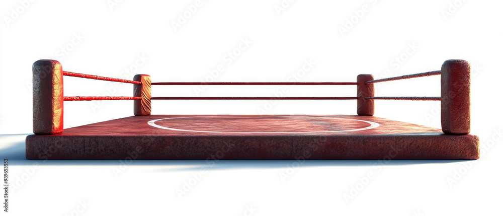 A boxing ring with a blue mat and red ropes A boxing ring with a blue mat and red ropes