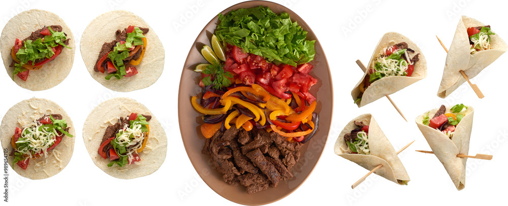 Soft shell taco collection - Ready to use Premium PNG Cutout isolated image. Soft shell taco collection - Ready to use Premium PNG Cutout isolated image.