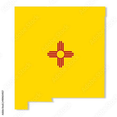 New Mexico State Flag Map with clipping path
