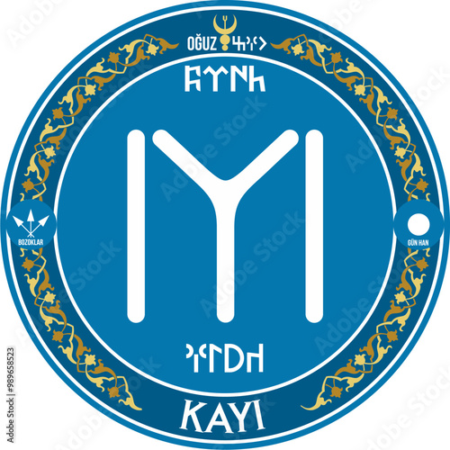 The 24 emblem of Turkish Oguz tribes. For decor, icon, logo, flag, wall decoration, avatar.
Turkish Written by Oguz, Dun Arrows, Day Khan
and his tribe name Kayi