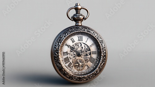 Timeless Elegance - Vintage Pocket Watch Design on Transparent Background