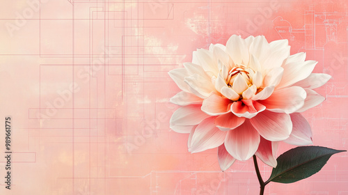 white dalhia on pink background photo