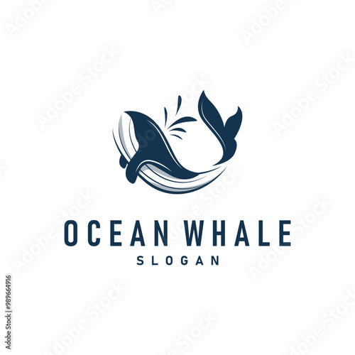 Whale logo design silhouette animal giant fish orca sea concept simple template illustration