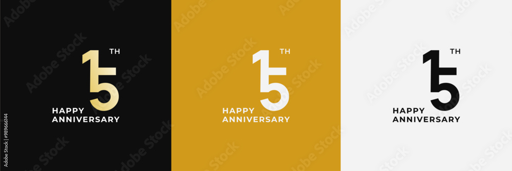 Logo 15th, 15 years anniversary, Creative design for celebration, birthday, greeting and invitation. Editable file Logo 15th, 15 years anniversary, Creative design for celebration, birthday, greeting and invitation. Editable file