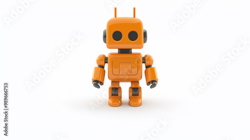 A small orange robot on a white background