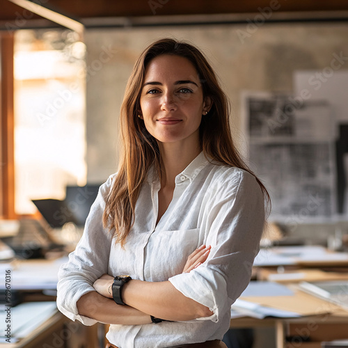 Confident female architect