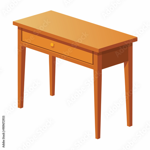 Wooden desk isolated on white background. Vector realistic illustration of brown wood table at forefront, kitchen or office interior design element, bench or shelf mockup, empty workplace furniture