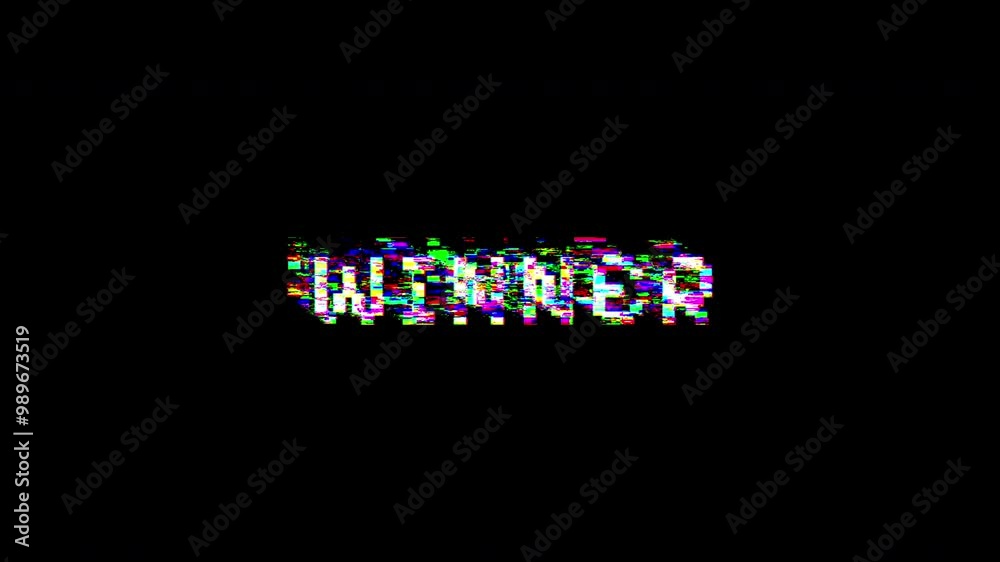 Winner Glitch Text Effect Animation On Black Background. 4k video Winner Glitch Text Effect Animation On Black Background. 4k video