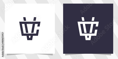 letter vc cv logo design vector