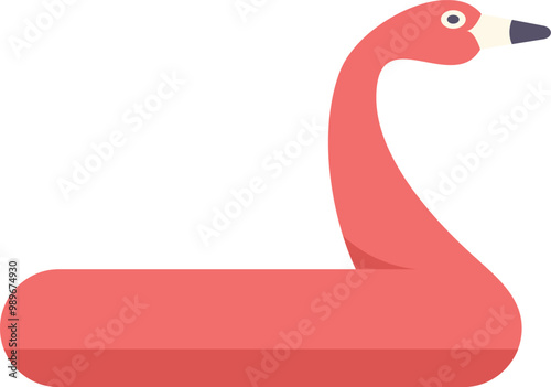 Pink flamingo shaped inflatable swimming pool float illustrative vector on plain white background, perfect for summer holiday themed designs